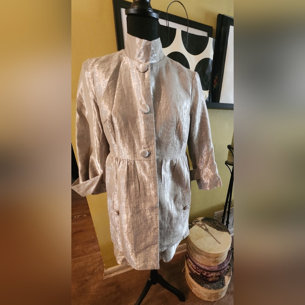 2pc Metrostyle Metallic Linen Skirt Set NWOT